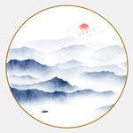 圆形山水画
