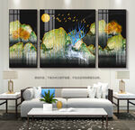 轻奢客厅装饰画晶瓷画沙发背景画