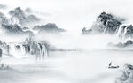 简约 中式风格山水 文件分层 