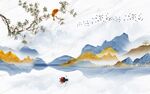 爵士白现代简约山水新中式背景墙