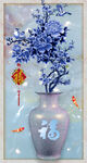 蓝色牡丹花瓶玄关