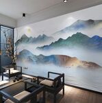 新中式抽象水墨山水背景墙