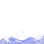 紫色剪纸浪花元素