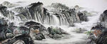 山水画国画山水画旭日东升图片