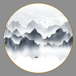 圆形山水画