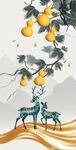 金色葫芦发财树珐琅彩玄关装饰画