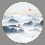 圆形山水画