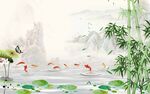 九鱼竹子电视背景墙