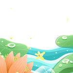 端午节河流插画元素
