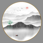 圆形山水画