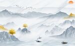 抽象新中式山水背景墙