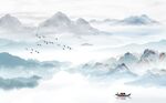跌宕山水起伏新中式背景墙