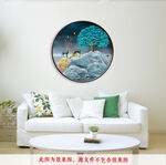 麋鹿圆形装饰画