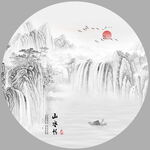 圆形山水画
