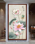 中式荷花玄关画