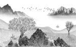 中式大气风格山水 文件分层 