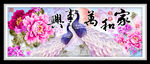 家和万事兴牡丹孔雀装饰画