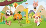 卡通动物树林童话儿童房背景墙