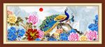 富贵牡丹孔雀装饰画