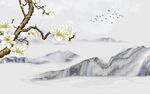 兰花爵士白简约新中式背景墙