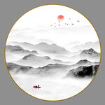 圆形山水画