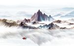 新中式客厅山水电视背景墙