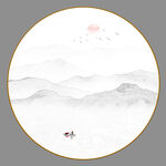 圆形山水画