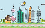 上海城市地标背景墙