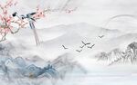 新中式山水背景墙