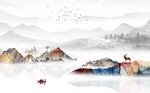 中式客厅山水背景墙