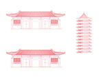 中式建筑线稿