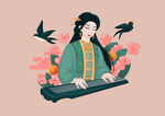 古琴弹奏美女
