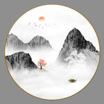 圆形山水画