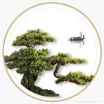 新中式迎客松渔船意境装饰画