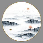 圆形山水画