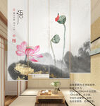 荷花禅意门帘