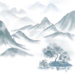中国风水墨丹青山水元素