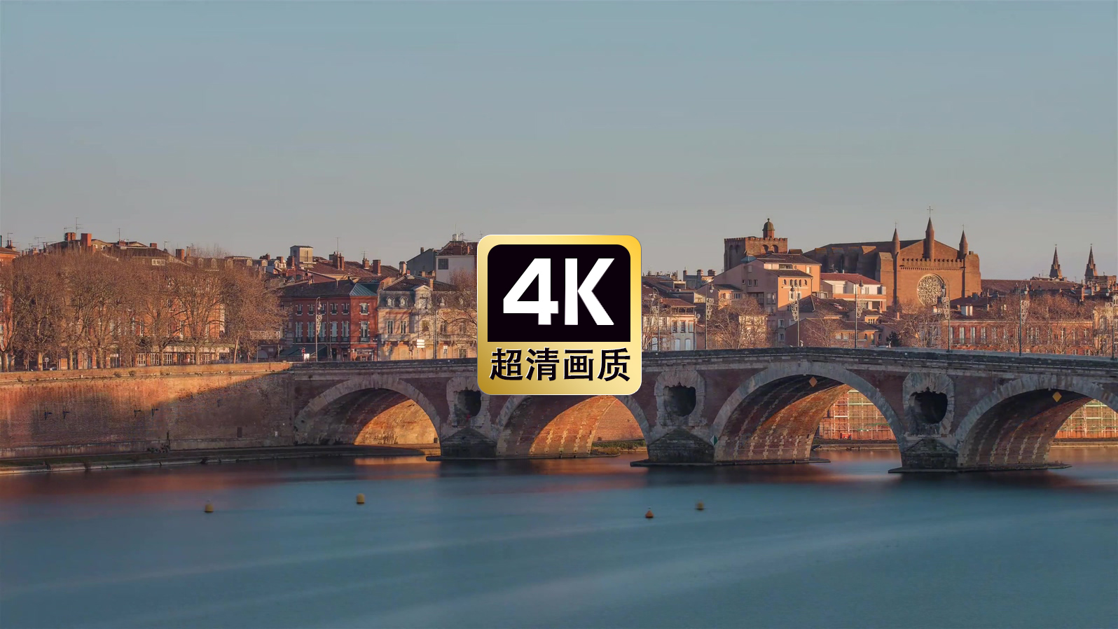 短视频素材航拍小镇大桥河流建筑