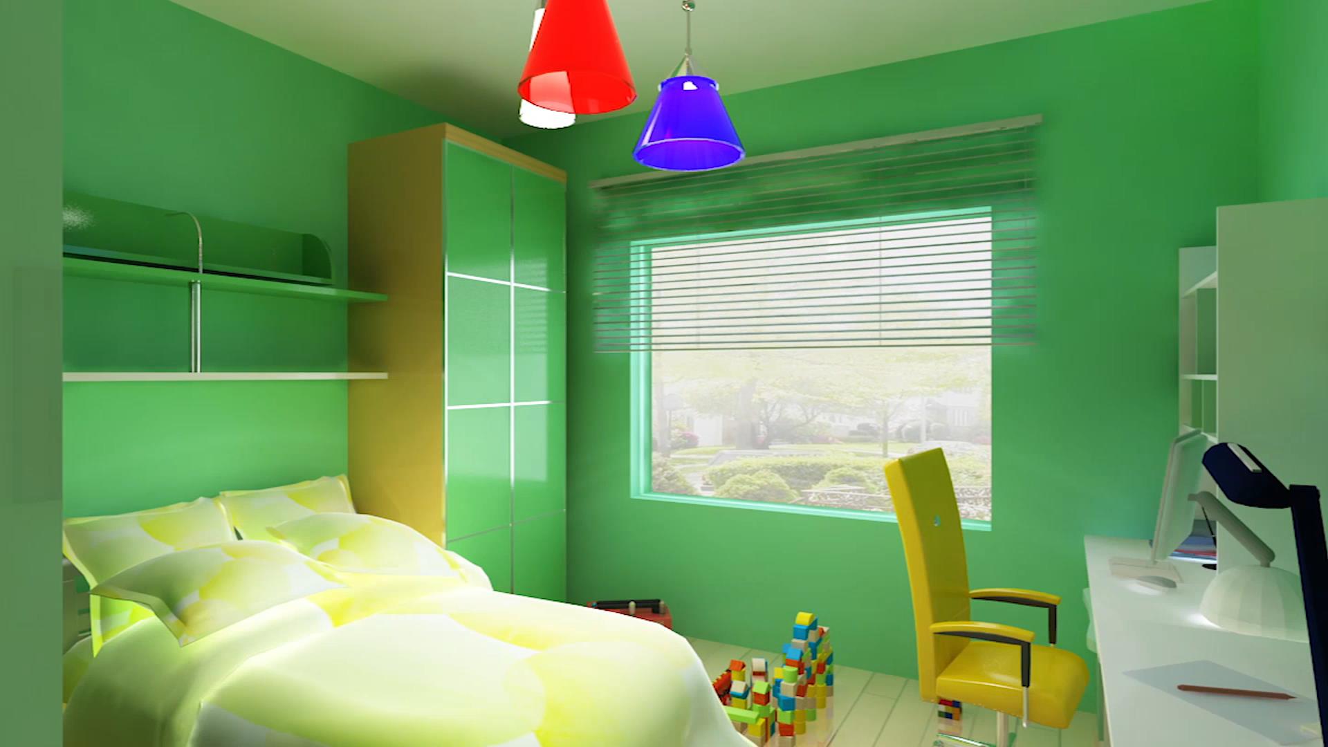 简约家装小孩房3D漫游动画