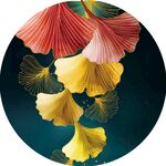 金色银杏叶圆形装饰画