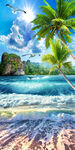 椰子树海景玄关壁画