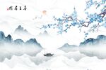 喜上眉梢中式背景墙