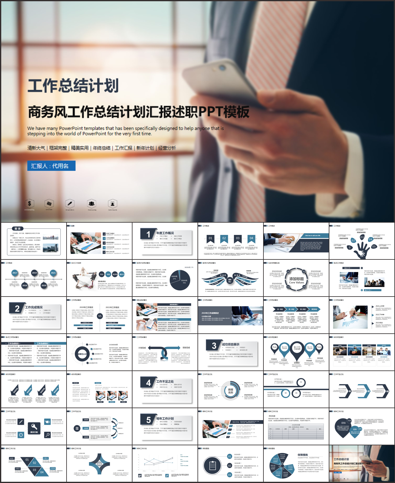 2021商务风工作总结PPT