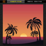 黄昏海滩风景