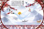 山水花鸟玄关背景墙