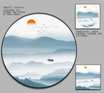 圆框山水画装饰画