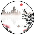 意境山水水墨竹子装饰画