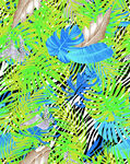 热带雨林树叶 数码印花图片 