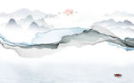 中式 客厅山水背景 TIF分层