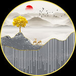 轻奢圆形山水麋鹿玄关